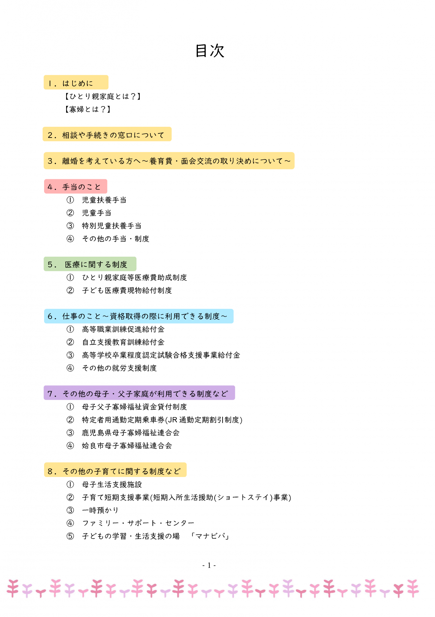 ひとり親家庭等ハンドブック