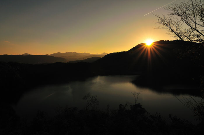 住吉池夕日