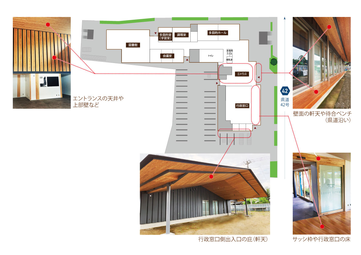蒲生庁舎に市産材・県産材の木材使用